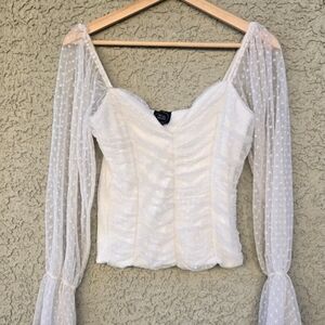 Madi Mase Rouched Sheer Long Sleeve Blouse